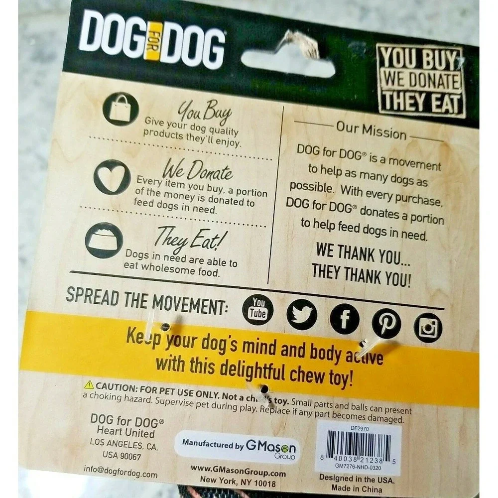 DOG for DOG Rope and Squeak Chew Toy Purple Black For Big Dogs NEW DF2970‎